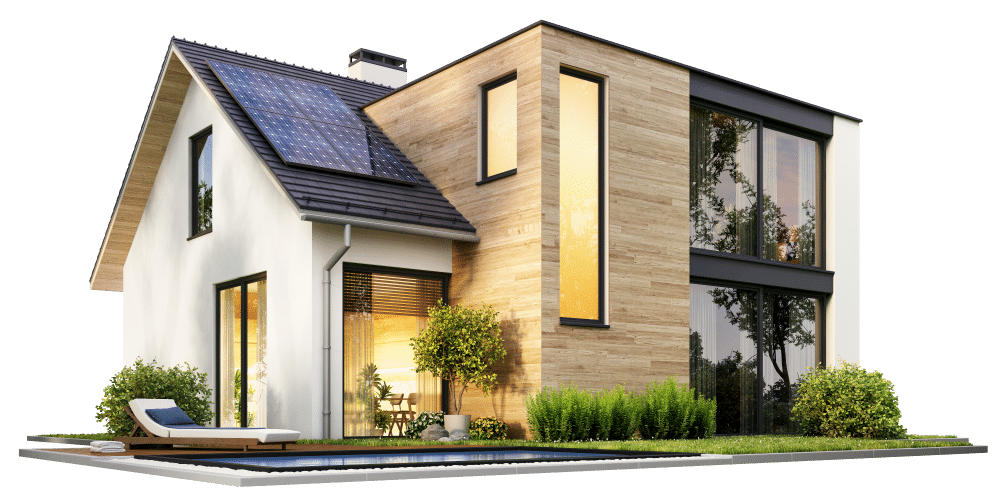 Maison moderne avec panneaux solaires